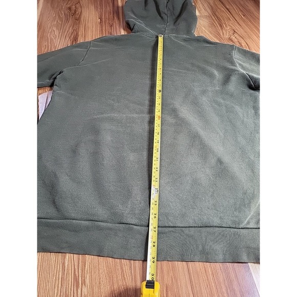 Thrashed Adidas Hoodie Sweatshirt Men's Large Green Trefoil Graphic Print Grunge - Picture 10 of 12